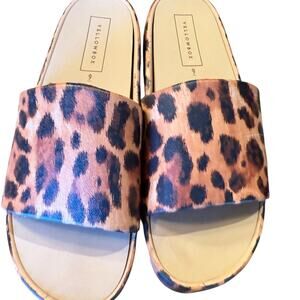 Yellow Box Leopard Print Women's Size 9 Slip On Platform Sandals